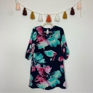Pink Lily Kiss Me By The River Dress Watercolor Floral Print Size Large